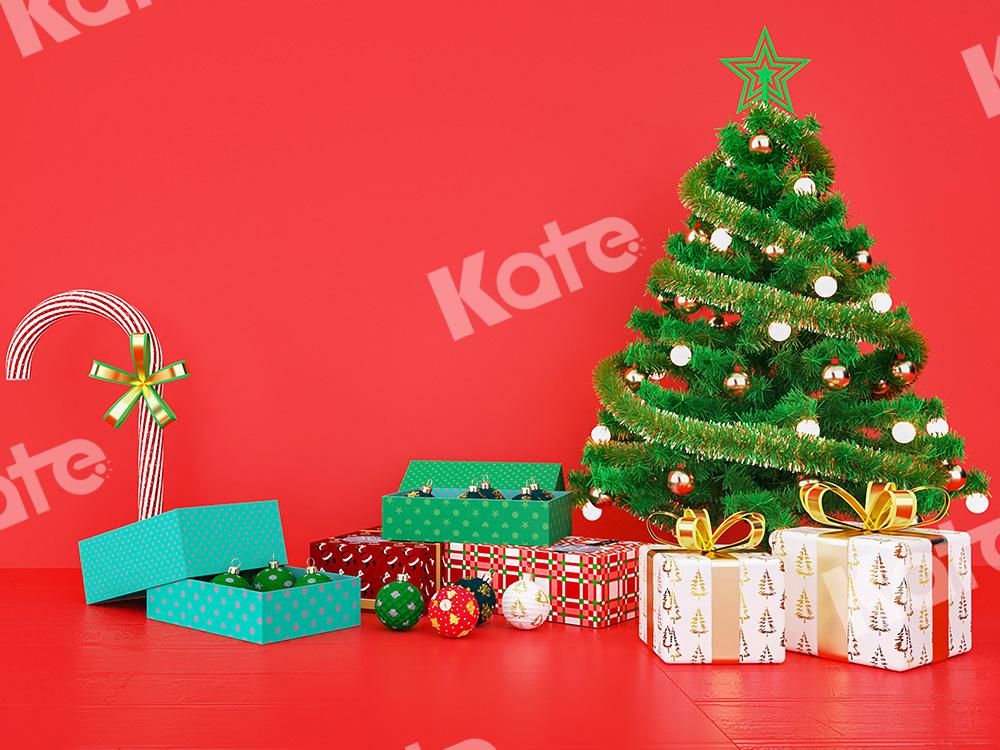 Kate Red Xmas Backdrop Gifts Christmas Tree Designed by Emetselch -UK