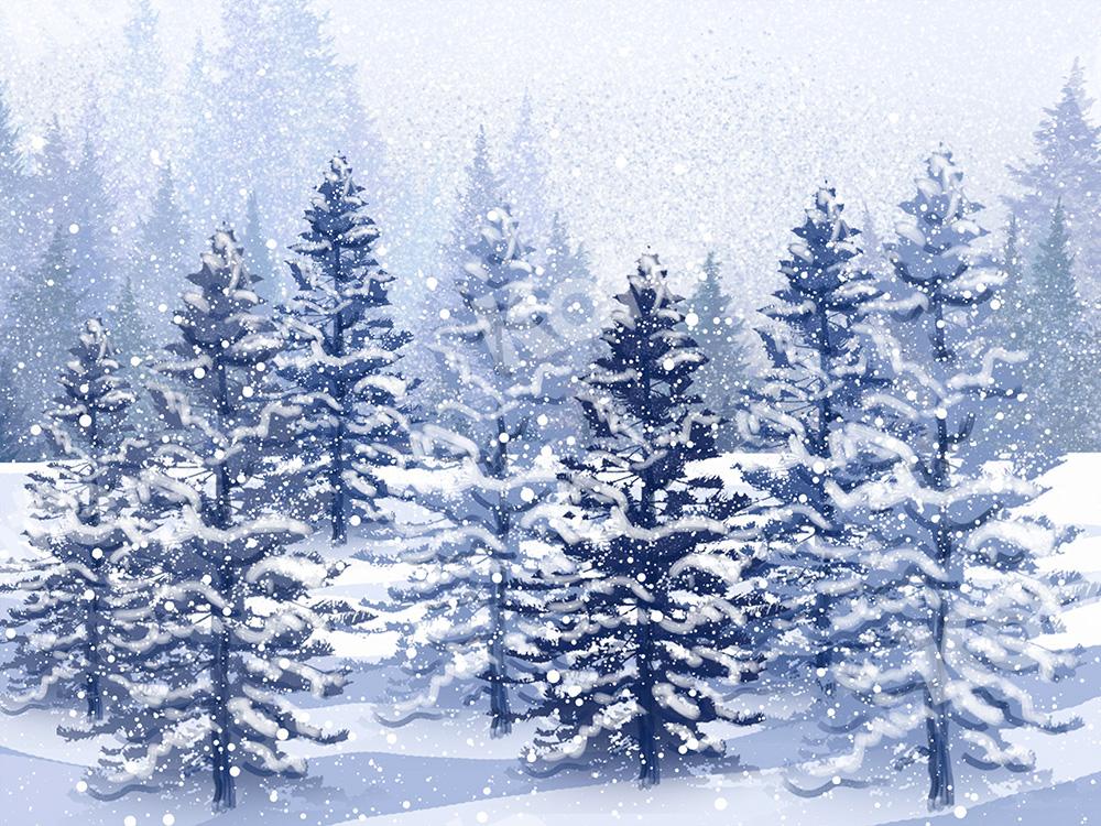Kate Winter/xmas Backdrop Snow Forest Designed by GQ -UK