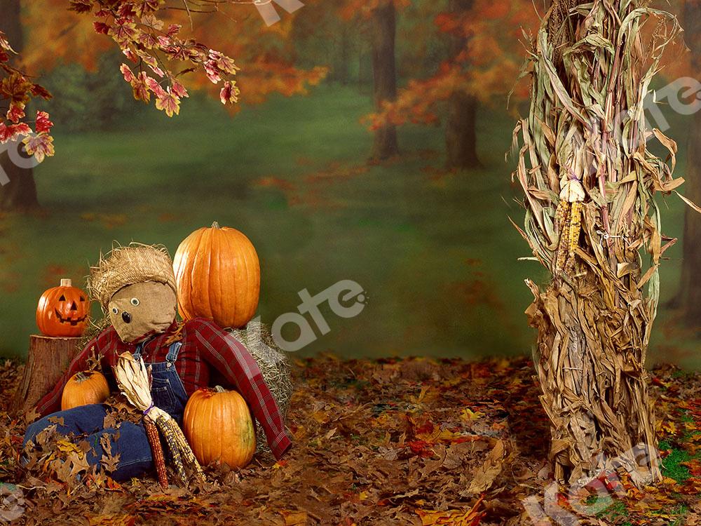 Kate Fall Backdrop Scarecrow Pumpkins Designed by Emetselch -UK