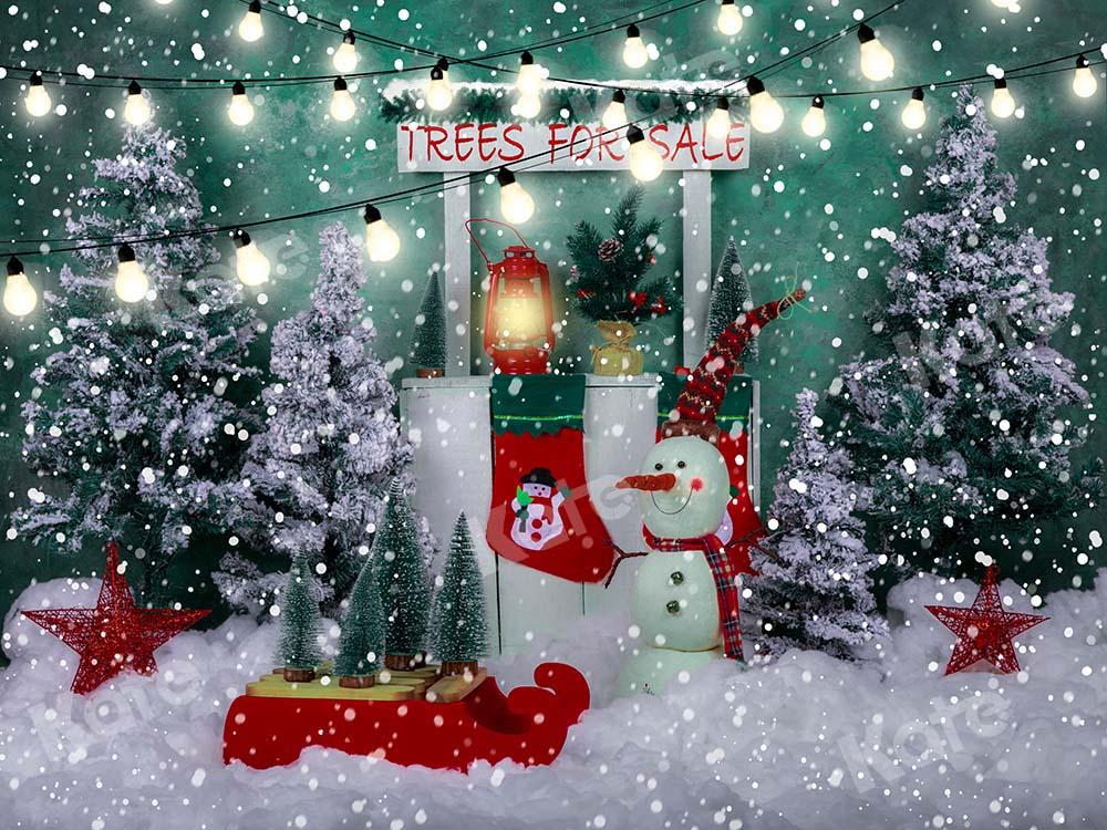 Kate Snow Christmas Trees Stand with Lights Backdrop Designed by Emetselch -UK