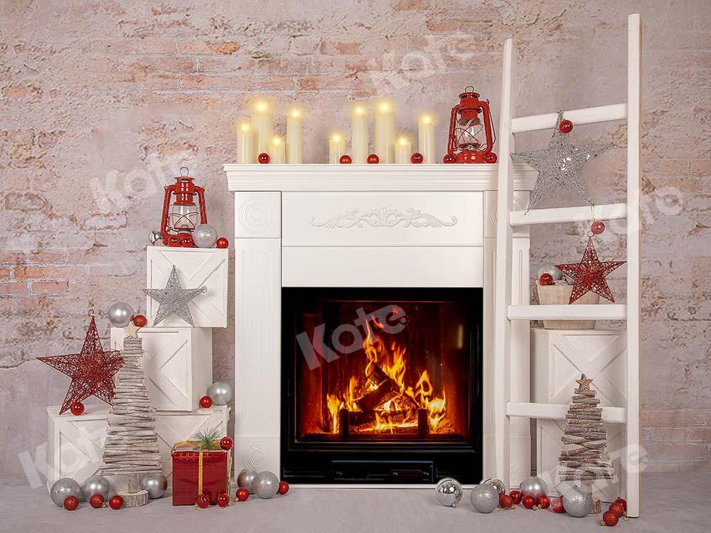 Kate Christmas White Fireplace Backdrop Designed by Emetselch -UK