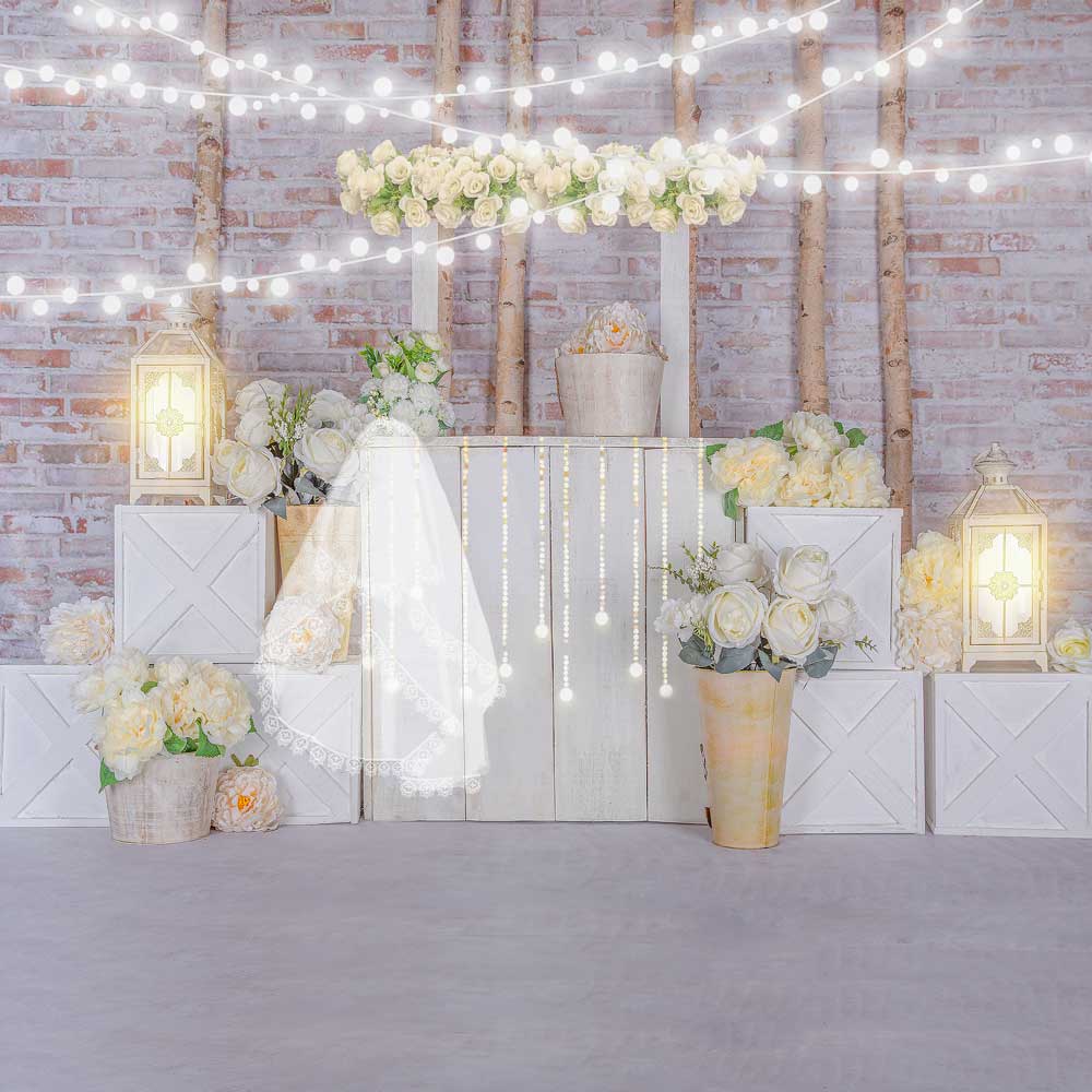 Kate Valentine's Day White Roses Stand Backdrop Designed by Emetselch -UK