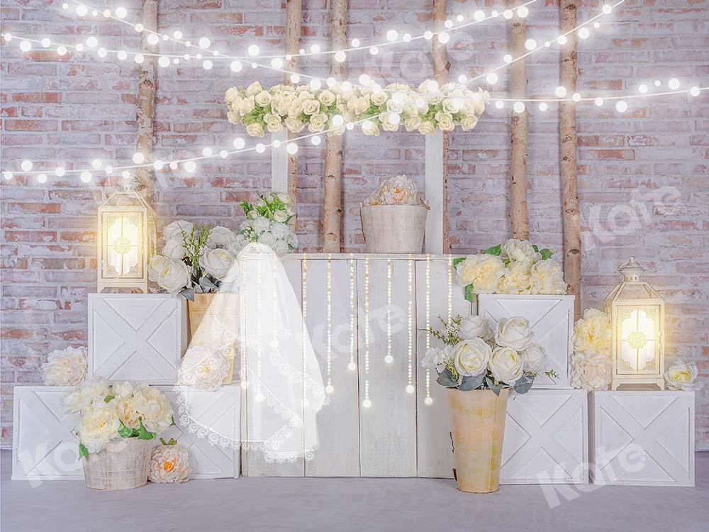 Kate Valentine's Day White Roses Stand Backdrop Designed by Emetselch -UK