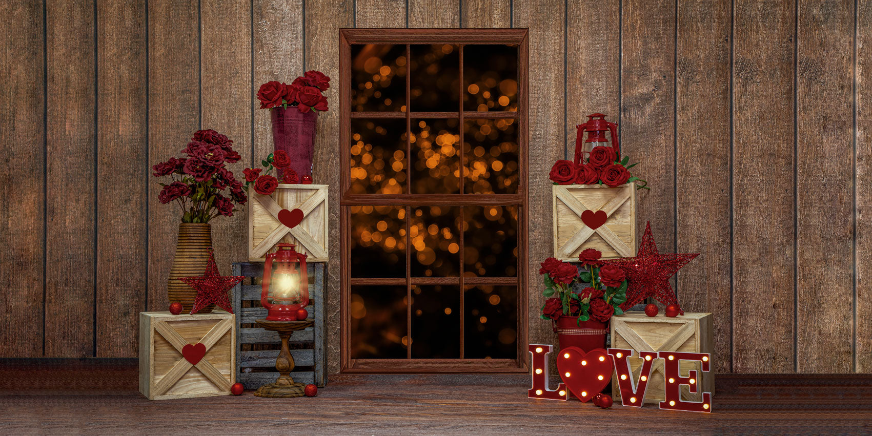 Kate Valentine's Day Love Window Backdrop Designed by Emetselch -UK