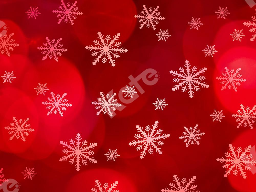 Kate Xmas Backdrop Snowflake Red Bokeh Designed by Chain Photography -UK