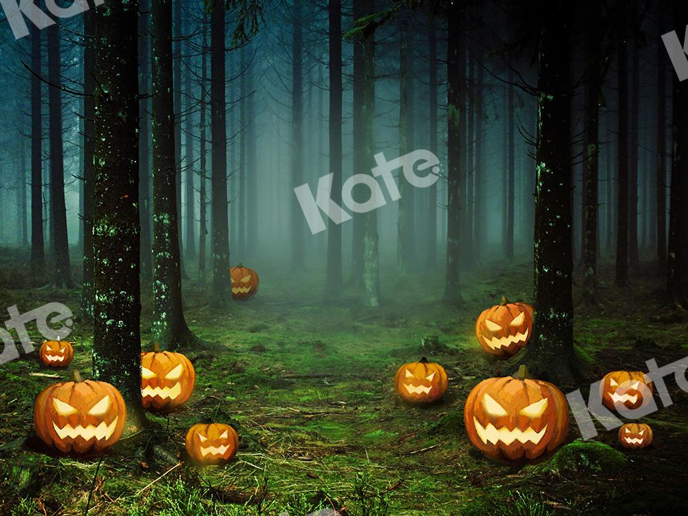 Kate Halloween Backdrop Pumpkins Forest Designed by Chain Photography -UK