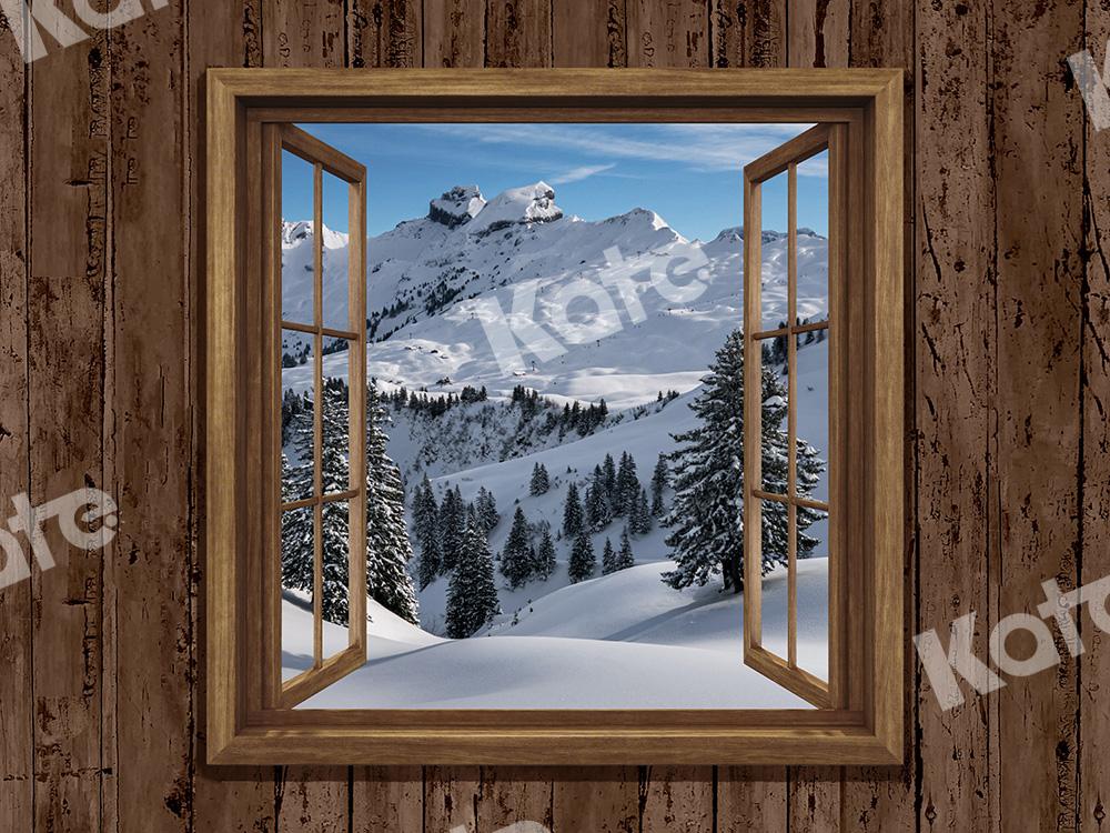 Kate Window Xmas Backdrop Snow Mountain Designed by Emetselch -UK