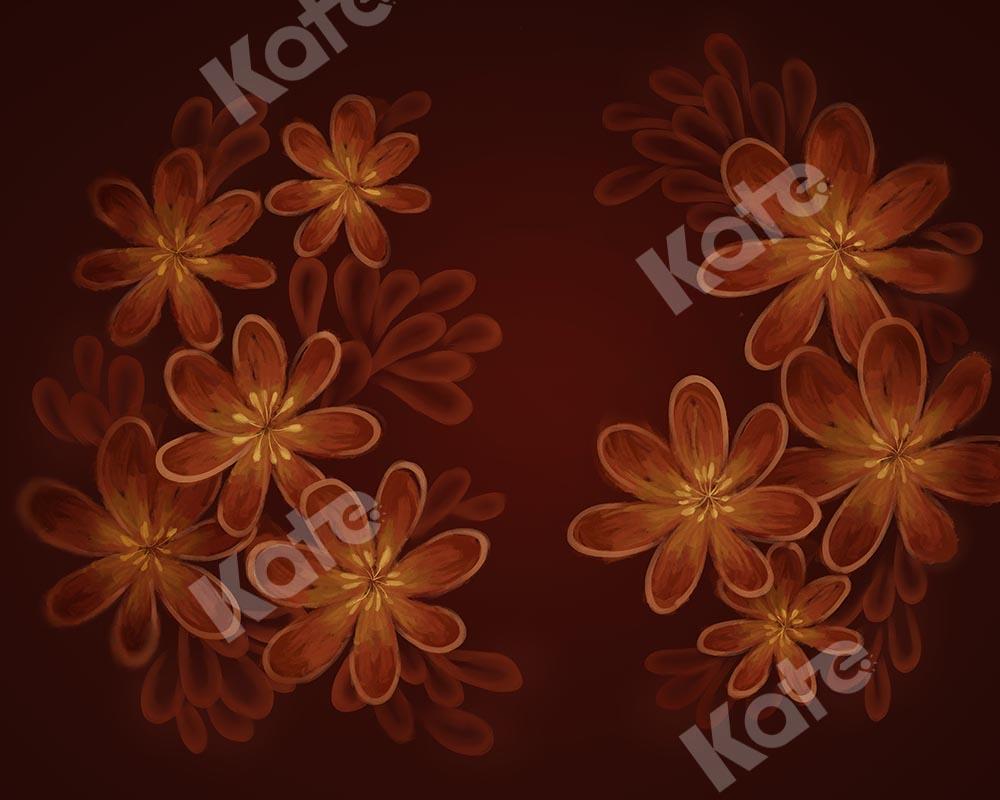 Kate Fine Art Orange Florals Backdrop Designed by Chain Photography -UK