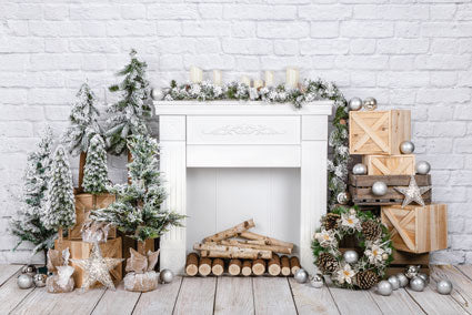 Kate Christmas Brick Fireplace Backdrop Designed by Emetselch -UK