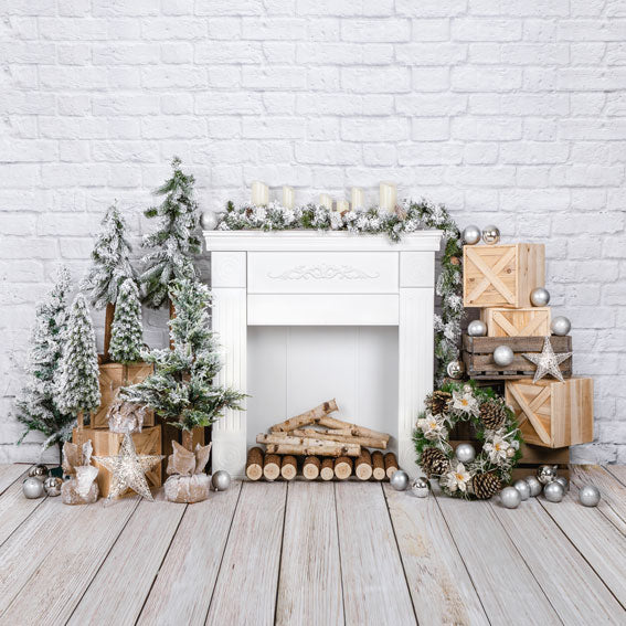 Kate Christmas Brick Fireplace Backdrop Designed by Emetselch -UK