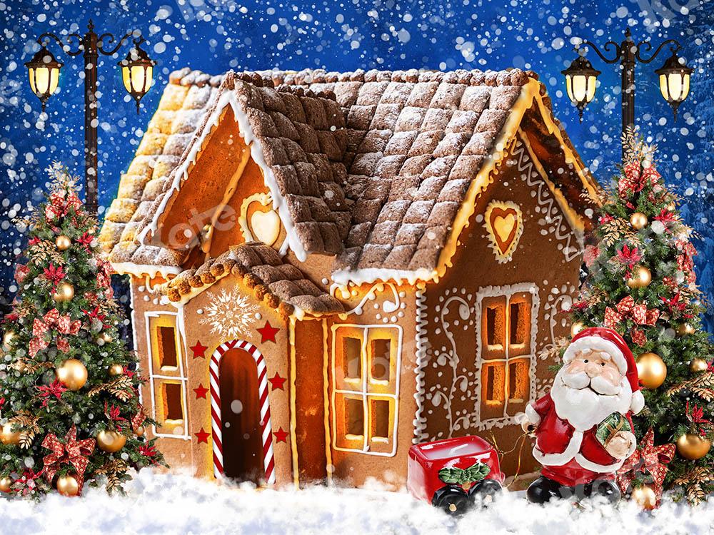 Kate Gingerbread House Christmas Snow Backdrop Designed by Chain Photography