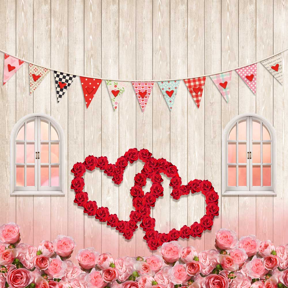 Kate Valentine's Day Rose Window Wood Backdrop Designed by Chain Photography -UK