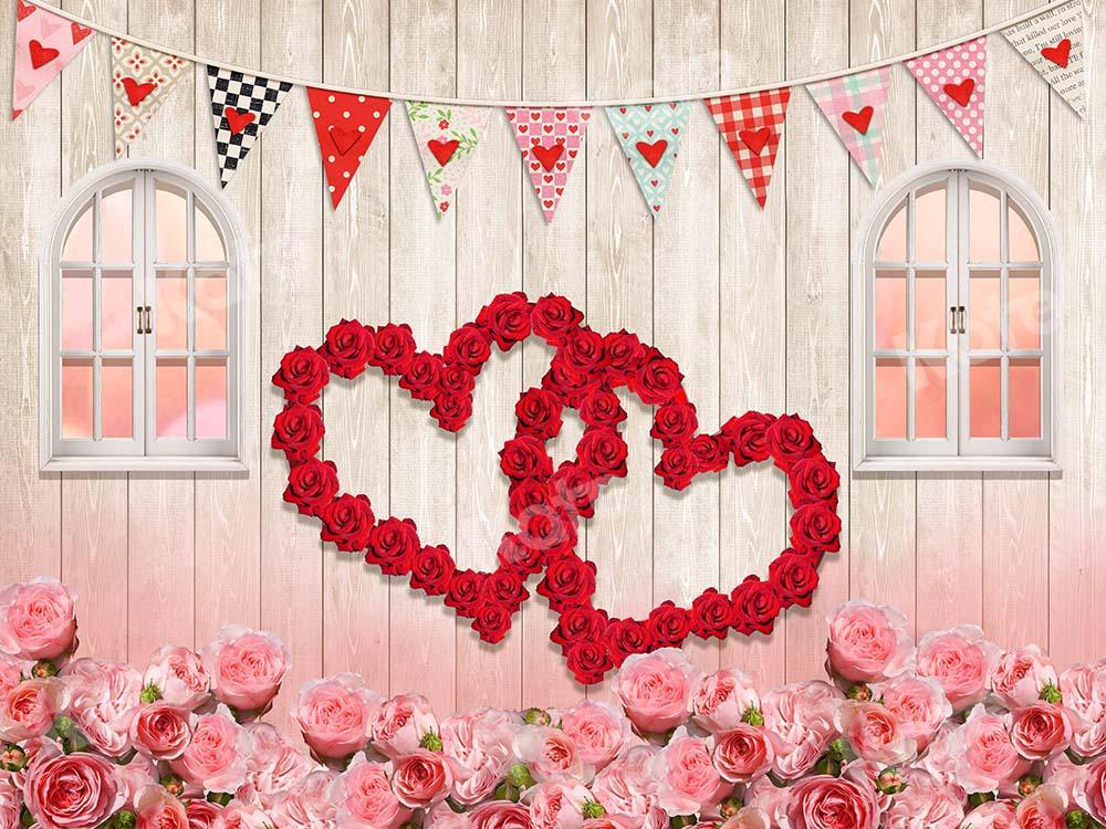 Kate Valentine's Day Rose Window Wood Backdrop Designed by Chain Photography -UK