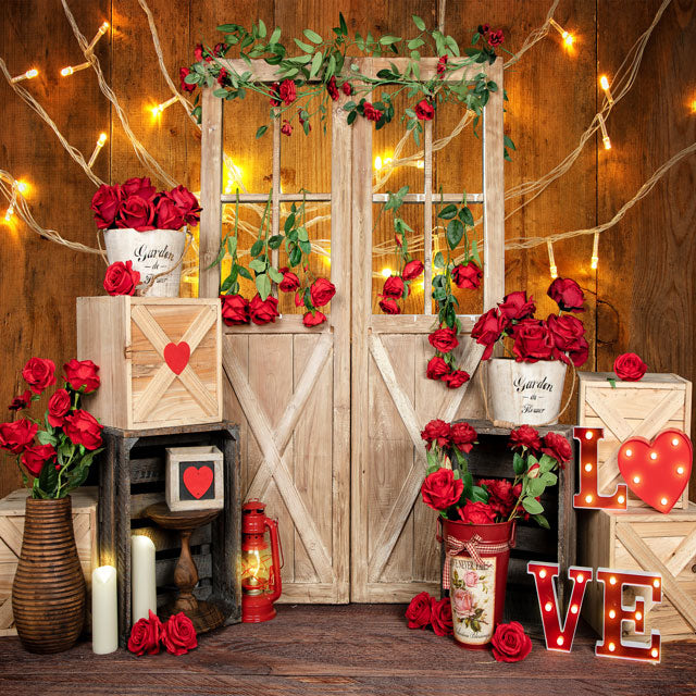 Kate Valentine's Day Roses Lights Backdrop Designed by Emetselch -UK