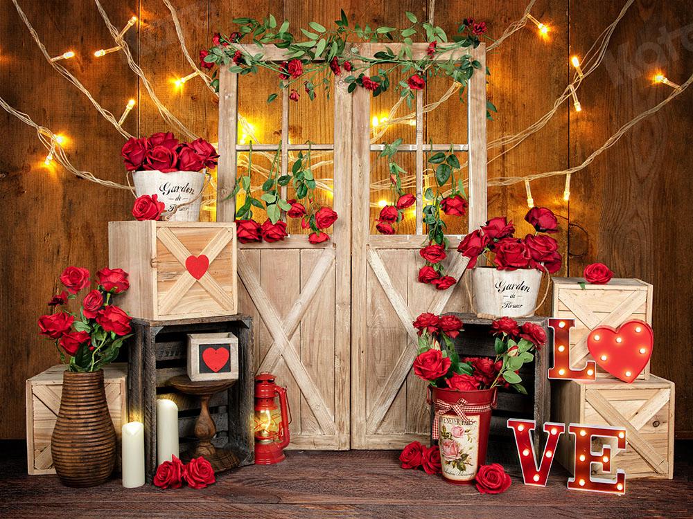 Kate Valentine's Day Roses Lights Backdrop Designed by Emetselch -UK