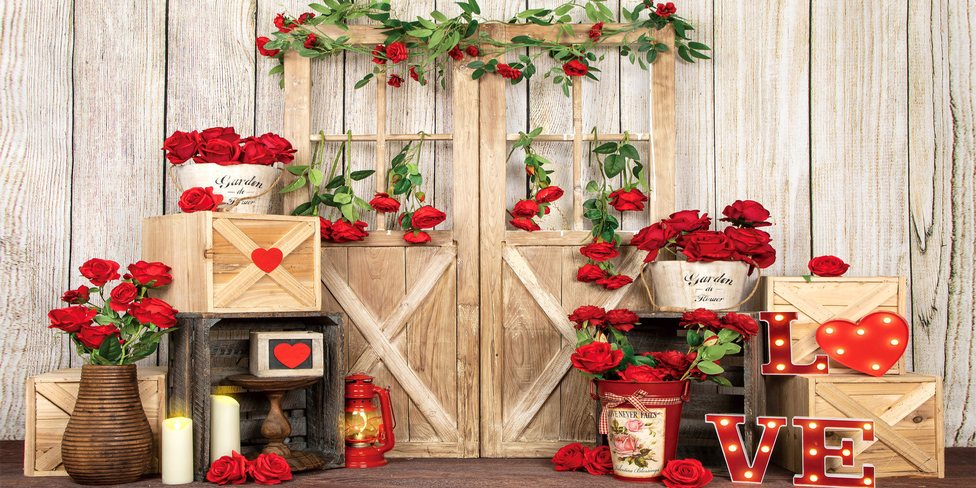 Kate Valentine's Day Roses Door Backdrop Designed by Emetselch -UK