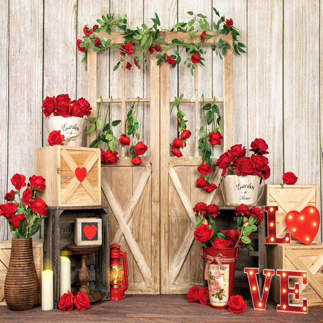 Kate Valentine's Day Roses Door Backdrop Designed by Emetselch -UK