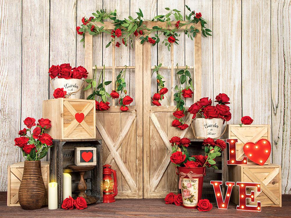 Kate Valentine's Day Roses Door Backdrop Designed by Emetselch -UK