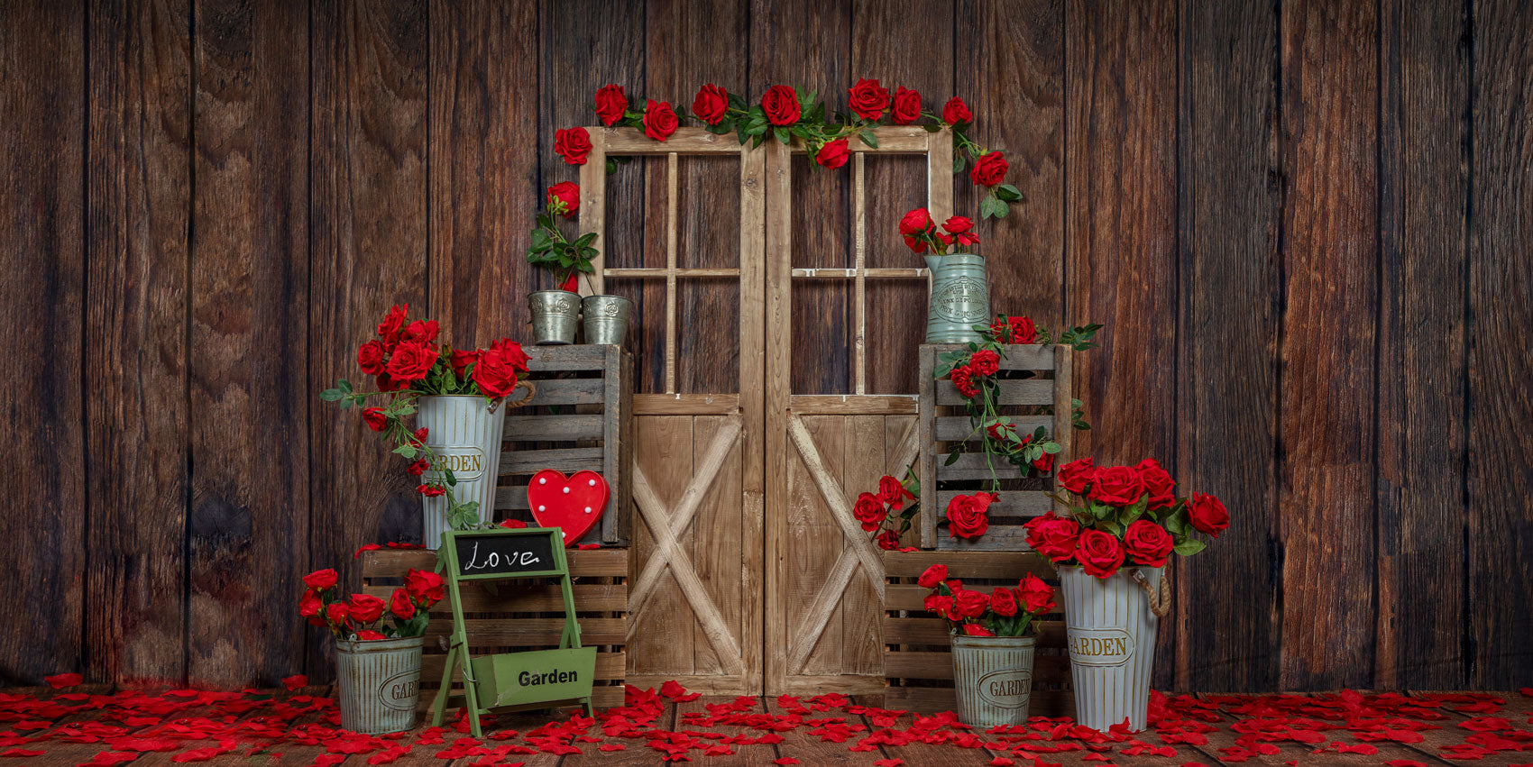 Kate Valentine's Day Rose Wood Door Backdrop Designed by Emetselch -UK