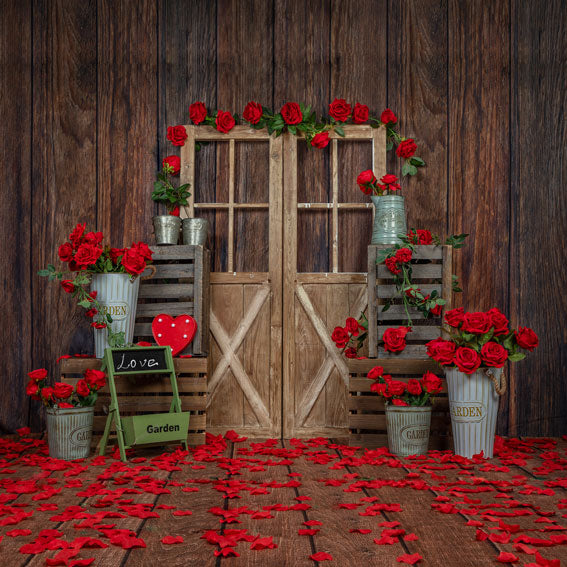 Kate Valentine's Day Rose Wood Door Backdrop Designed by Emetselch -UK