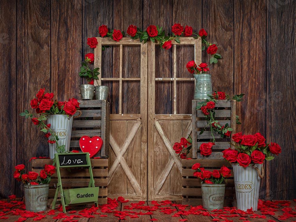 Kate Valentine's Day Rose Wood Door Backdrop Designed by Emetselch -UK