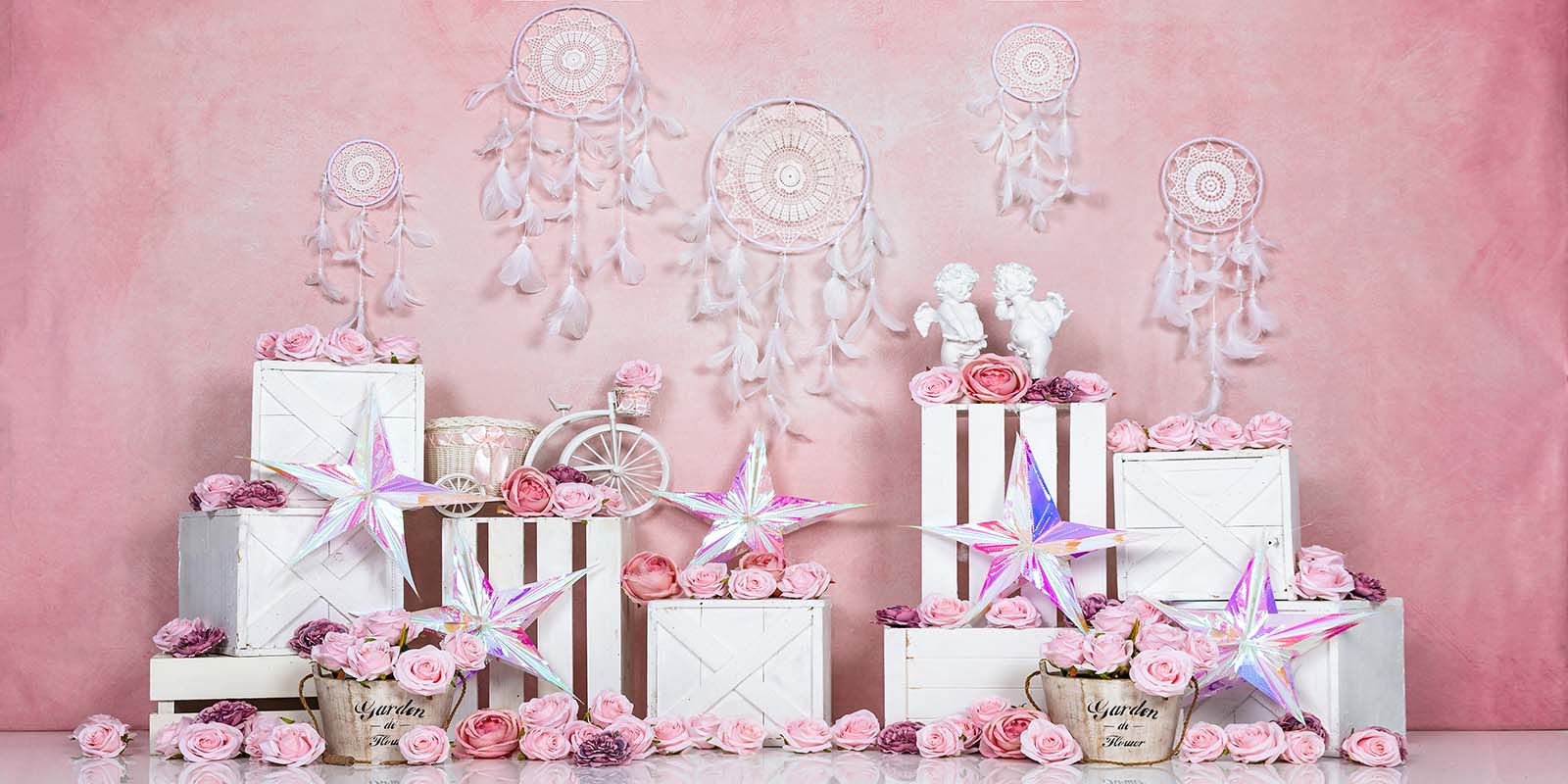 Kate Spring/valentine's Day Pink Boho Backdrop Designed by Emetselch -UK