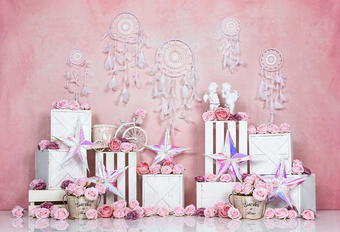 Kate Spring/valentine's Day Pink Boho Backdrop Designed by Emetselch -UK