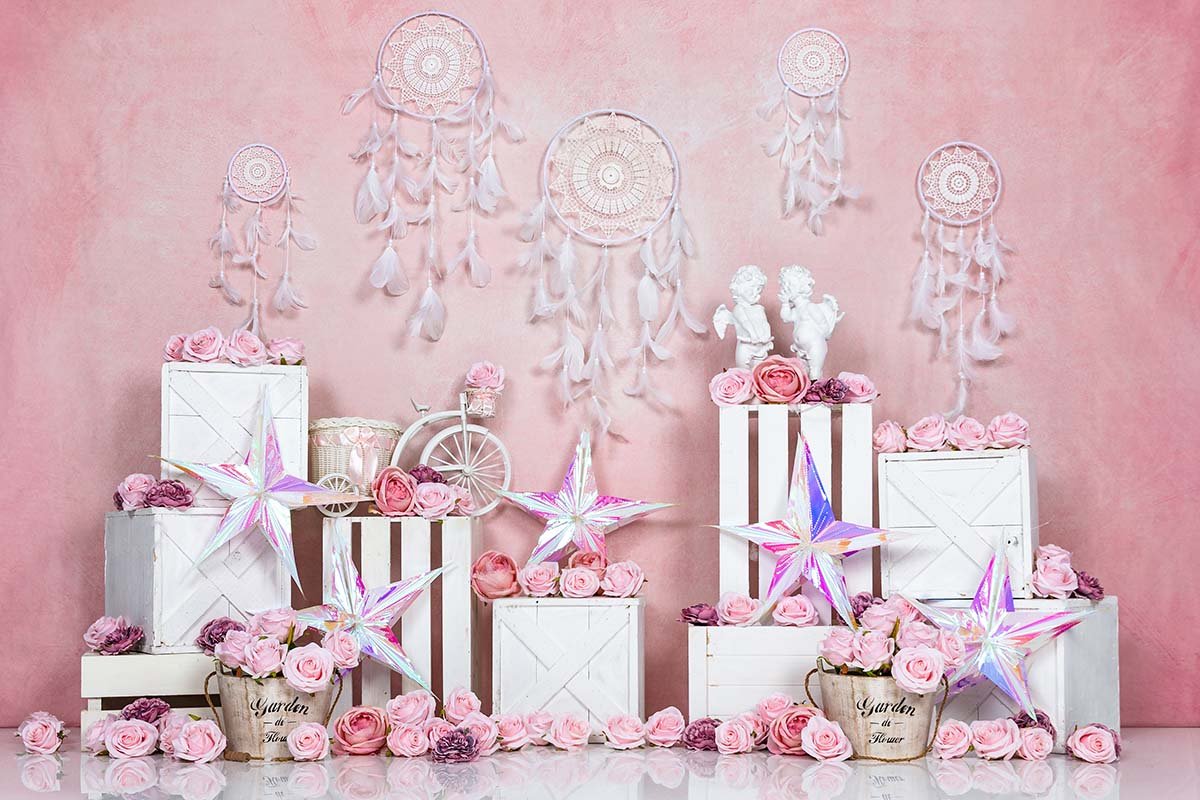 Kate Spring/valentine's Day Pink Boho Backdrop Designed by Emetselch -UK