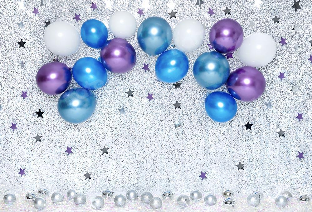 Kate Cake Smash Star Blue Balloons Backdrop Designed by Emetselch -UK