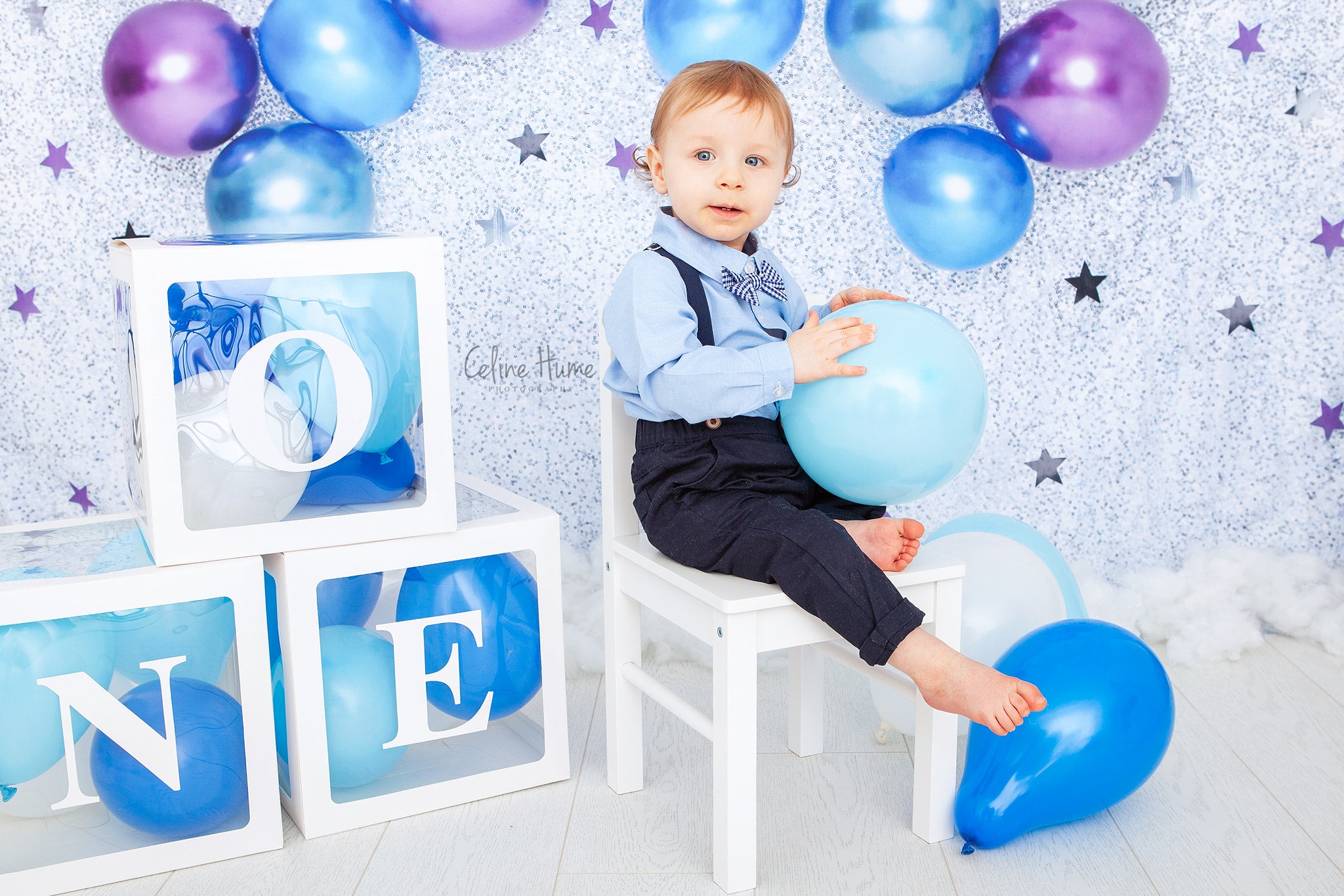 Kate Cake Smash Star Blue Balloons Backdrop Designed by Emetselch -UK