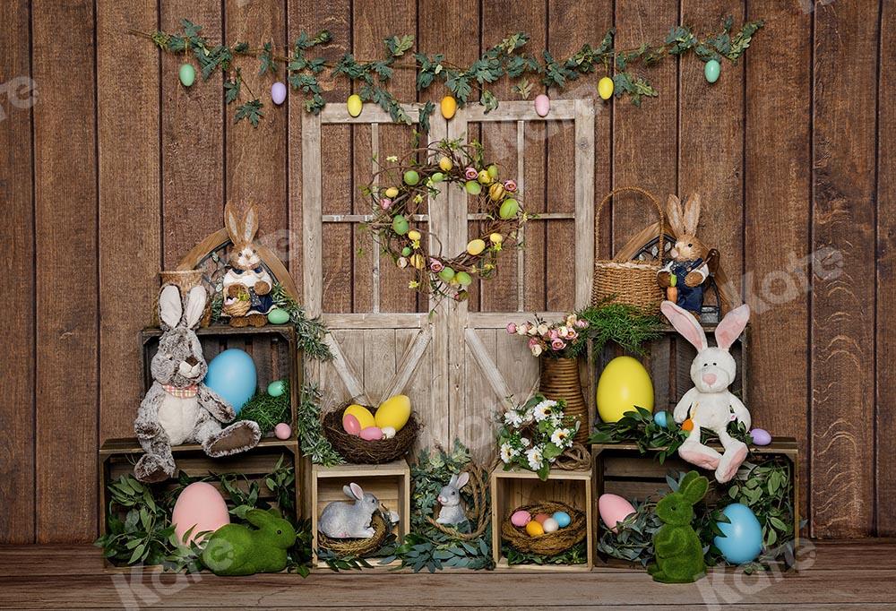 Kate Easter Bunny Egg Wood Door Backdrop Designed by Emetselch -UK