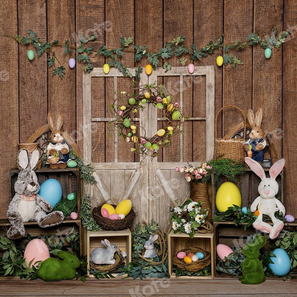 Kate Easter Bunny Egg Wood Door Backdrop Designed by Emetselch -UK