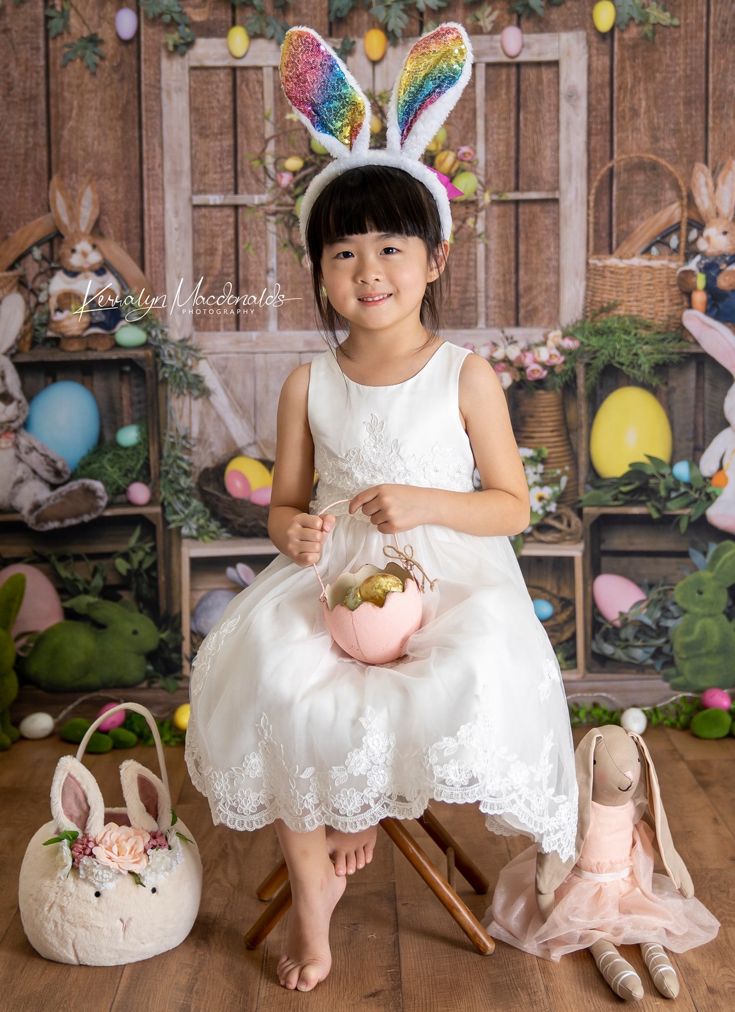 Kate Easter Bunny Egg Wood Door Backdrop Designed by Emetselch -UK