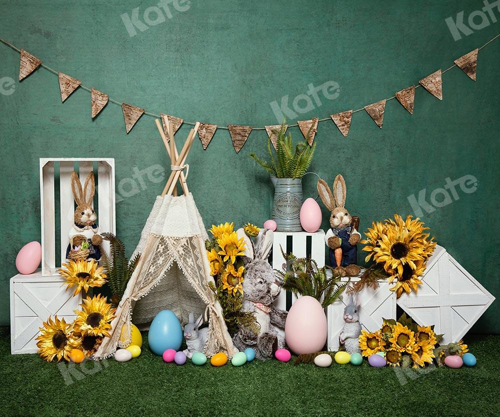 Kate Easter Tent Egg Bunny Green Backdrop Designed by Emetselch -UK