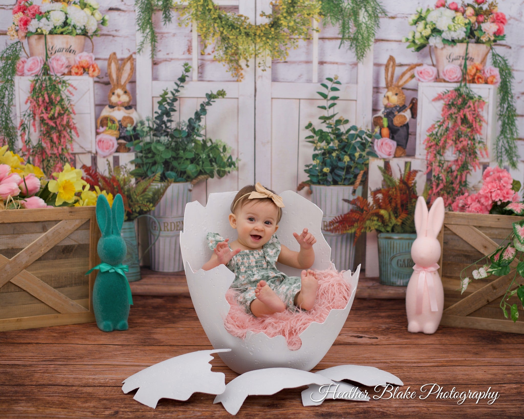 Kate Spring Vines Door White Brick Wall Backdrop Designed by Emetselch -UK