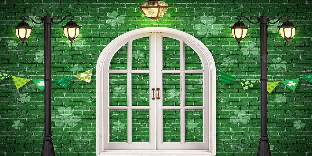 Kate St. Patrick's Day Shamrocks Window Backdrop Designed by Chain Photography