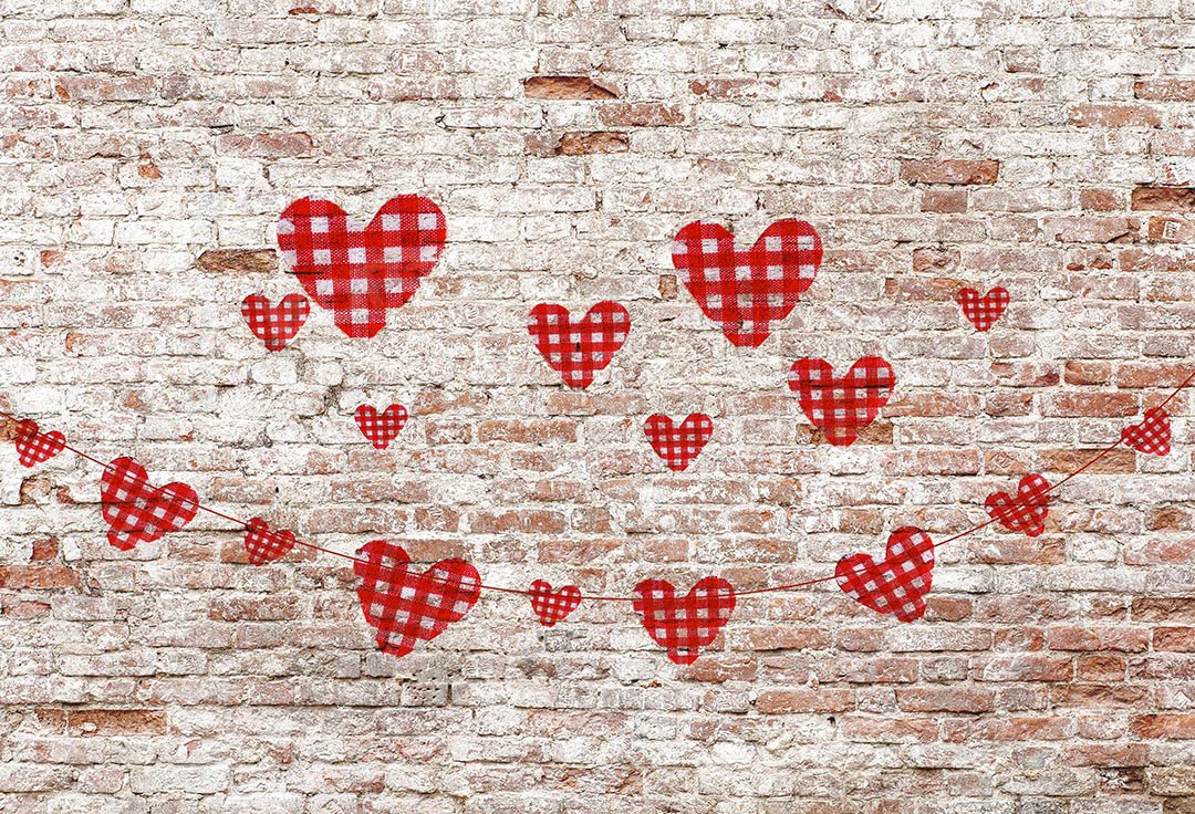 Kate Valentine's Day Hearts Brick Wall Backdrop for photography -UK