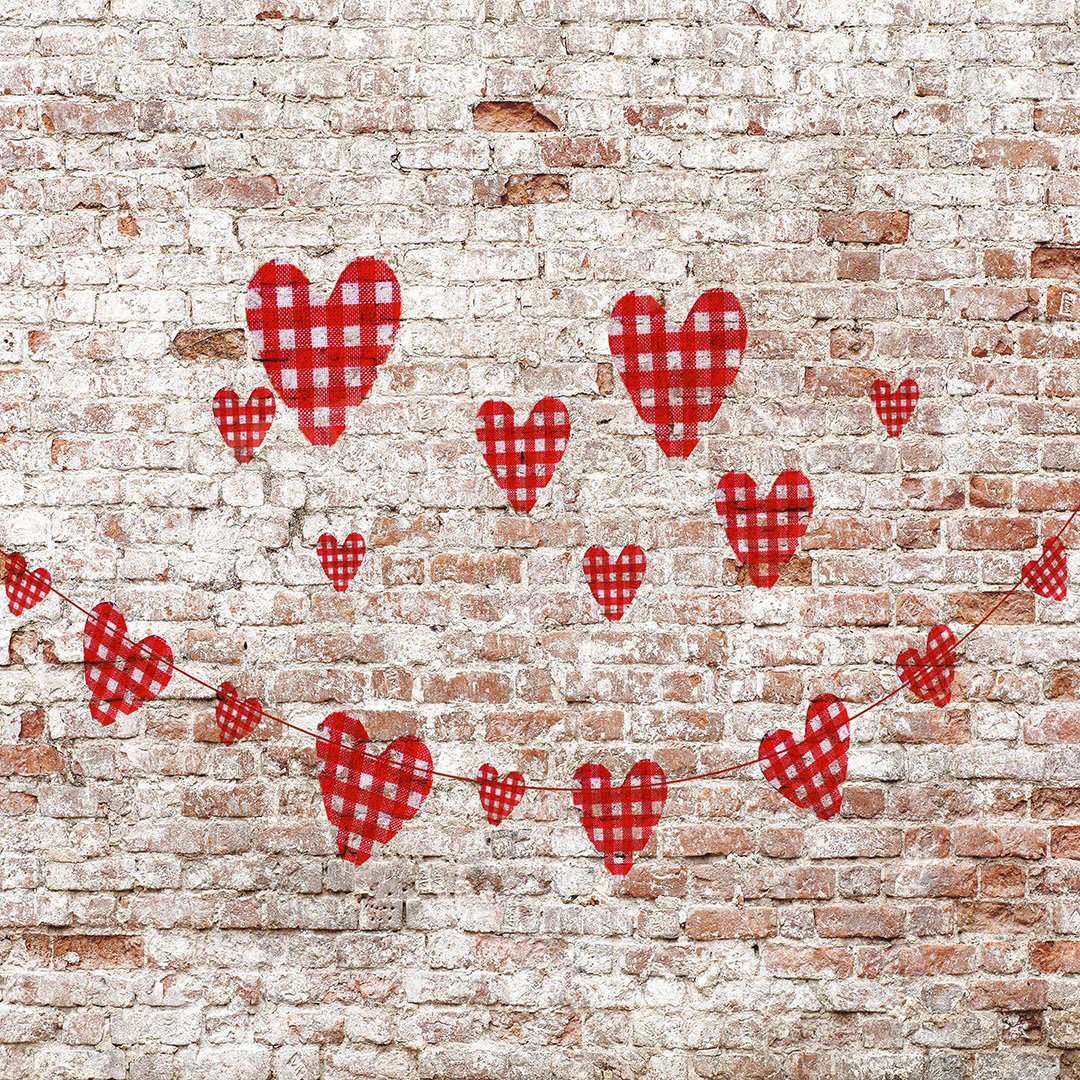 Kate Valentine's Day Hearts Brick Wall Backdrop for photography -UK
