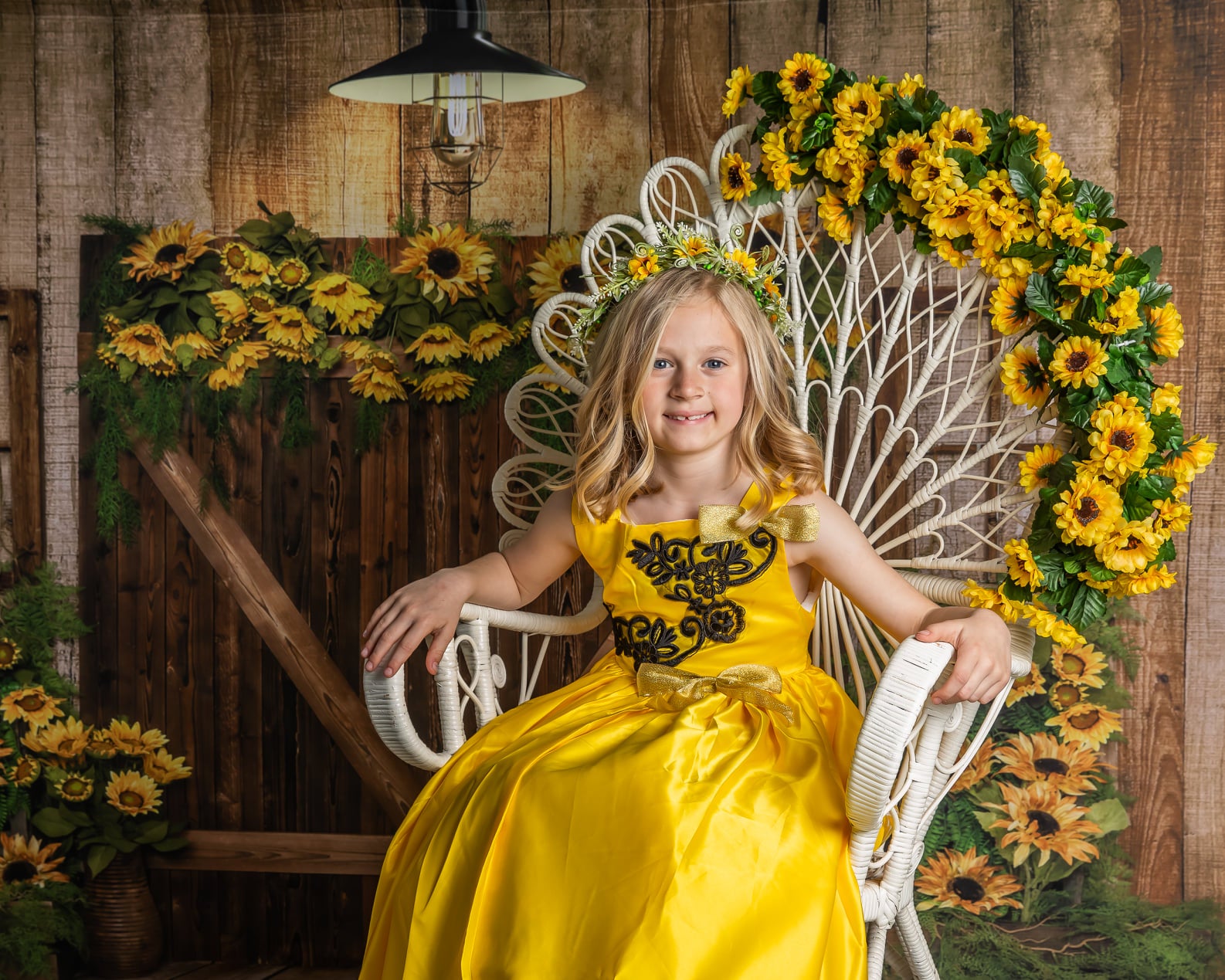 Kate Spring Sunflowers Wood Door Backdrop Designed by Emetselch -UK