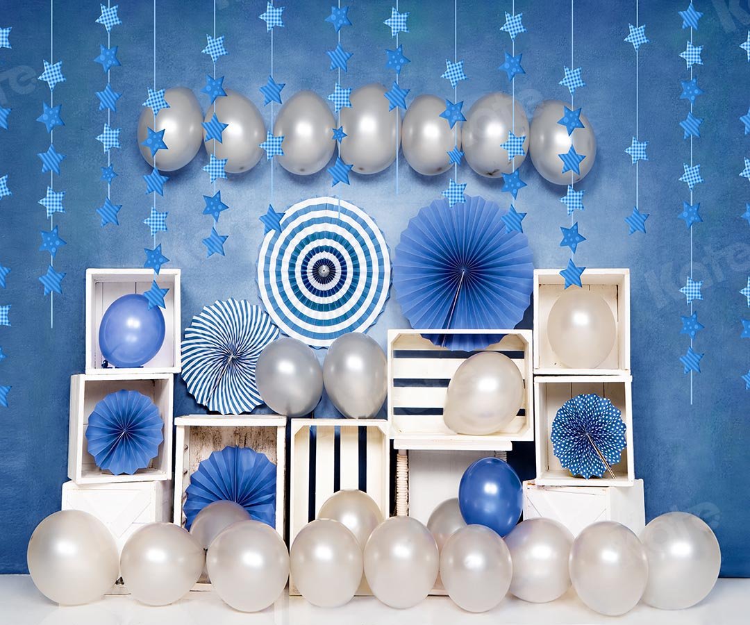 Kate Birthday Blue Balloon Boy Backdrop Designed by Emetselch -UK