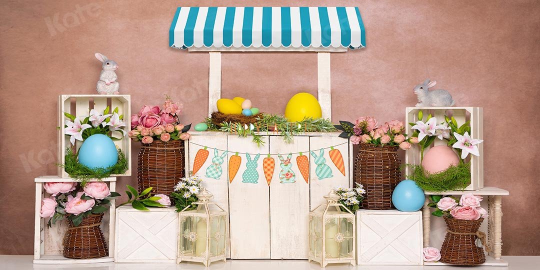 Kate Spring Easter Eggs Bunny Backdrop Flowers Designed by Emetselch -UK