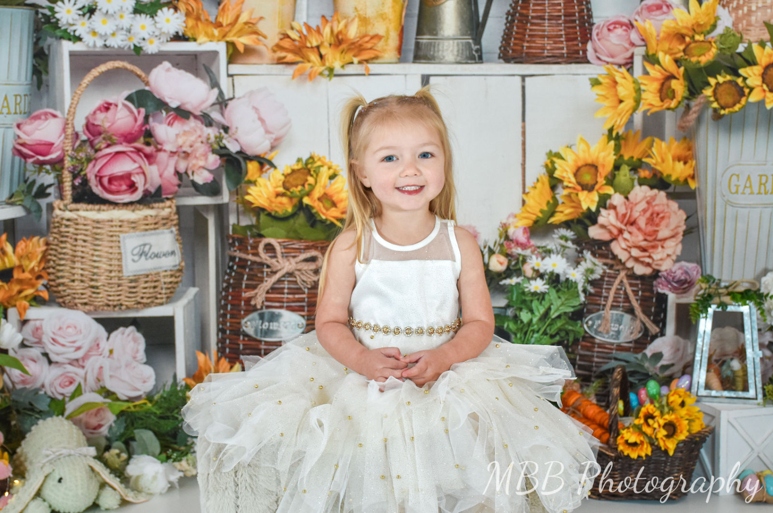 Kate Spring Flower Shop Sunflower Brick Wall Backdrop Designed by Emetselch -UK