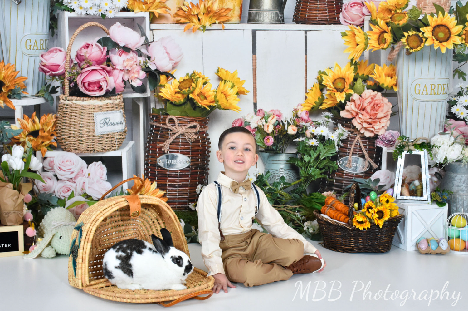 Kate Spring Flower Shop Sunflower Brick Wall Backdrop Designed by Emetselch -UK