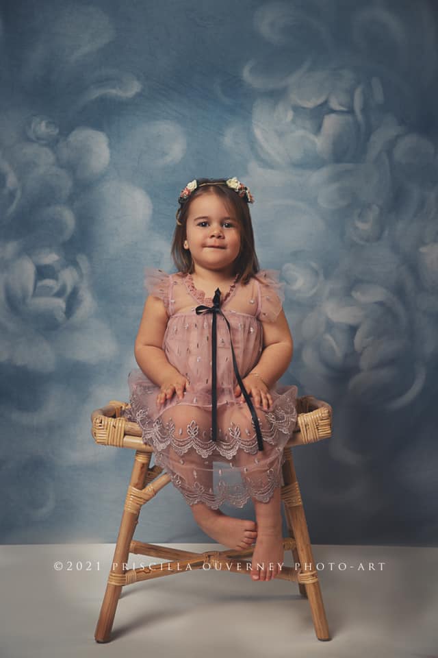 Kate Fine Art Gray Blue Flower Texture Backdrop Designed by GQ -UK