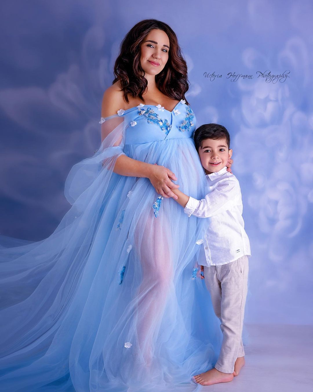 Kate Fine Art Gray Blue Flower Texture Backdrop Designed by GQ -UK