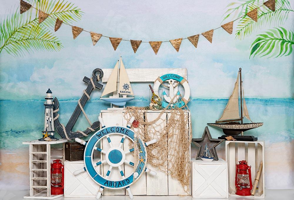 Kate Summer Beach Sailor Sailing Backdrop Designed by Emetselch -UK