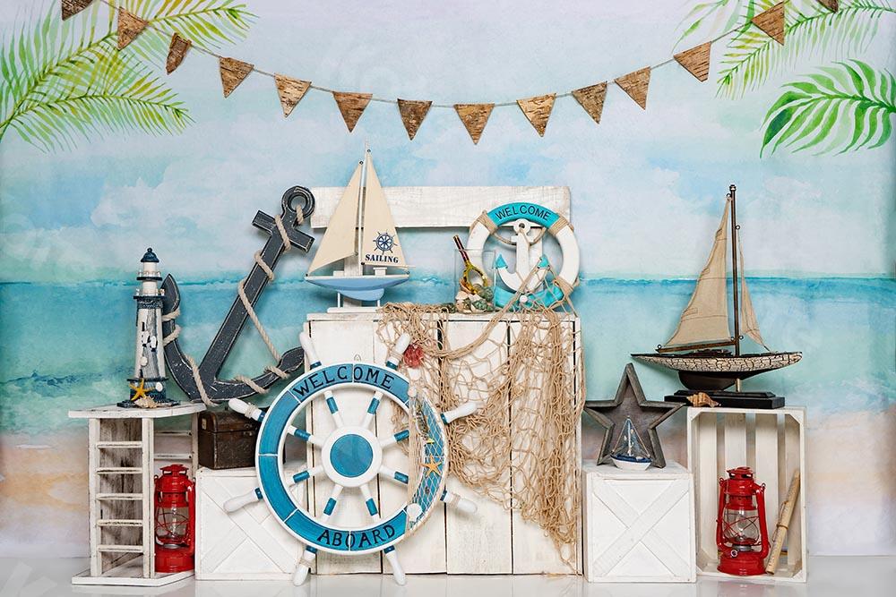 Kate Summer Beach Sailor Sailing Backdrop Designed by Emetselch -UK