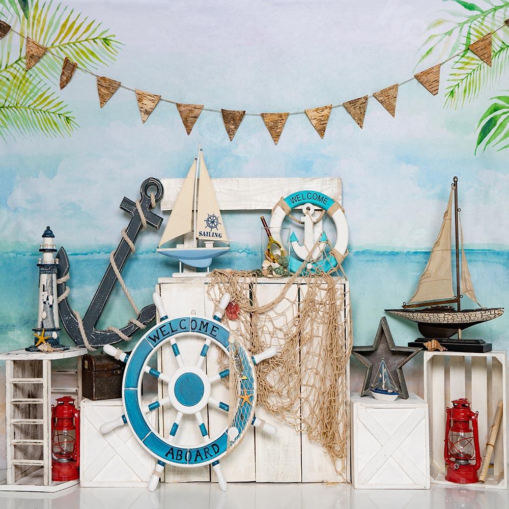 Kate Summer Beach Sailor Sailing Backdrop Designed by Emetselch -UK
