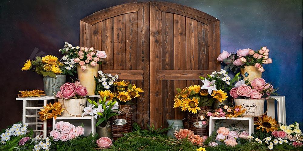 Kate Spring/mother's Day Flowers Shop Door Blue Backdrop Designed by Emetselch -UK