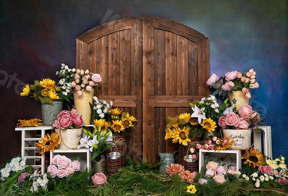Kate Spring/mother's Day Flowers Shop Door Blue Backdrop Designed by Emetselch -UK